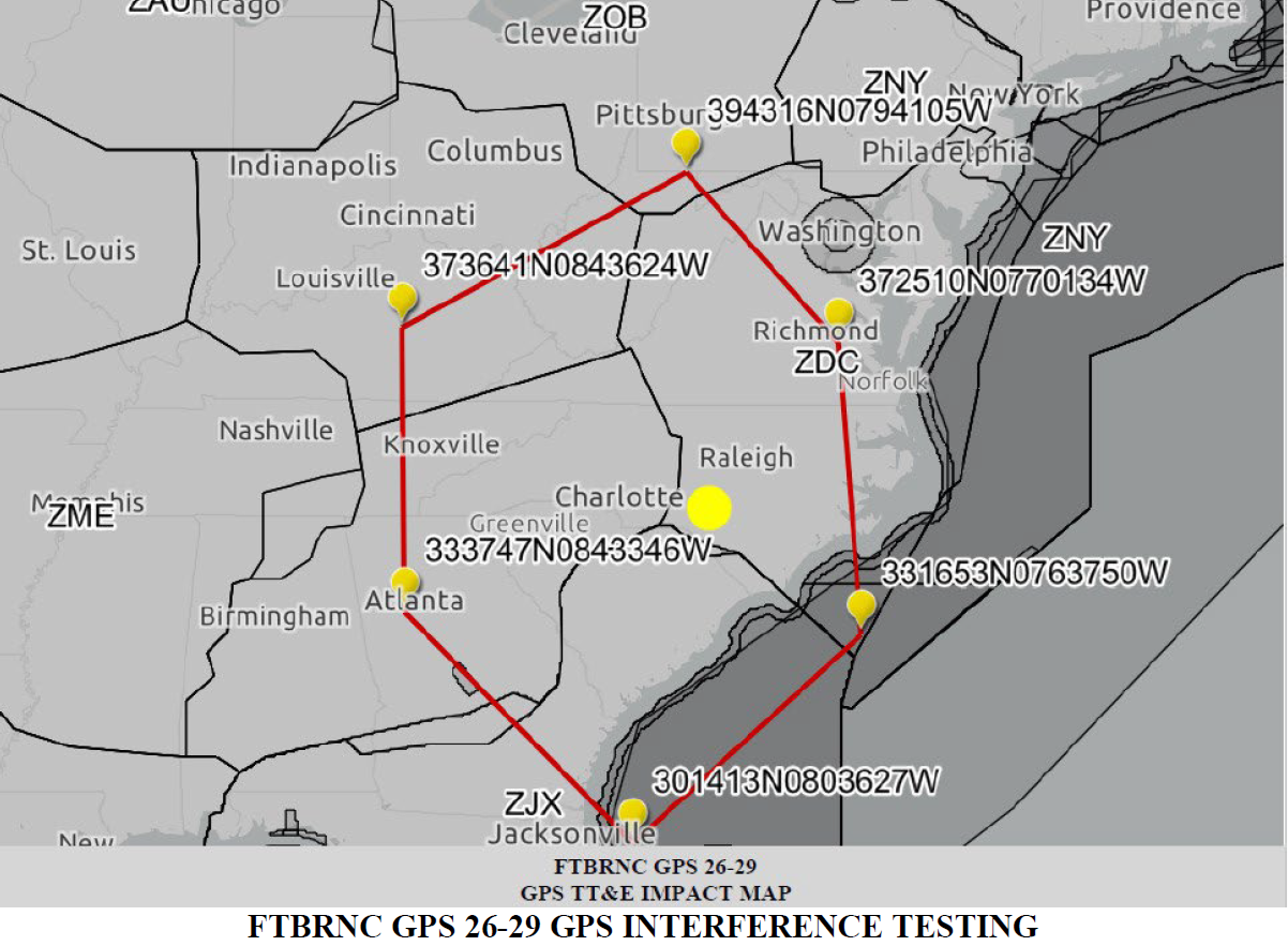 GPS interference map