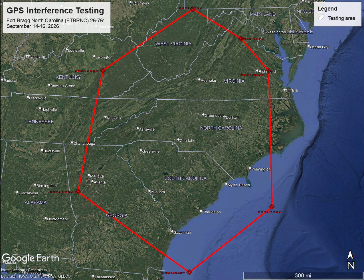 GPS interference map